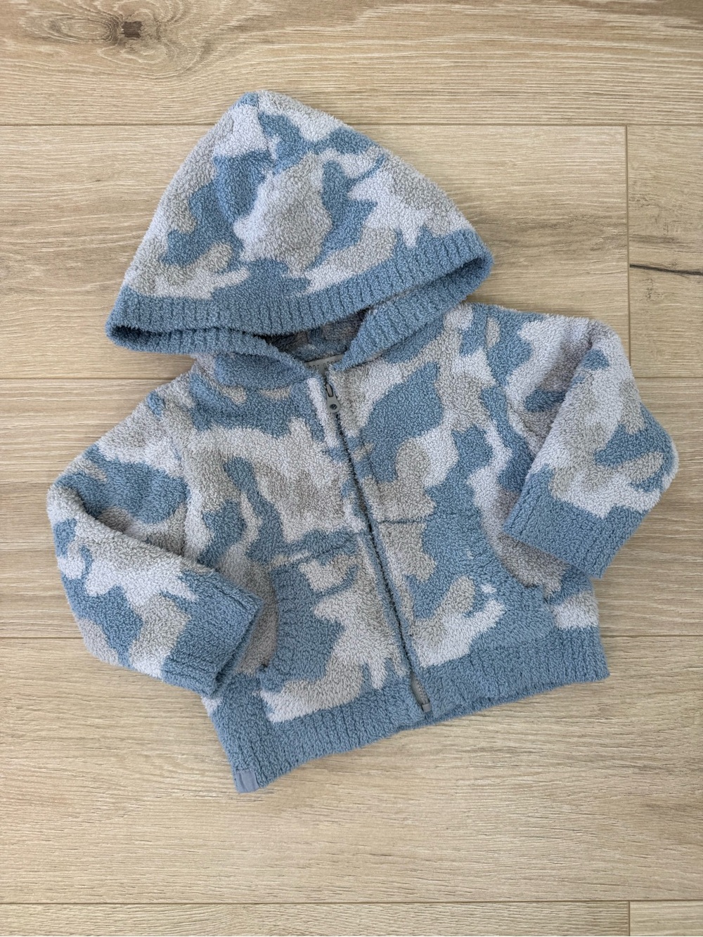 Barefoot Dreams Blue Camo Hooded Zip Up Sweatshirt